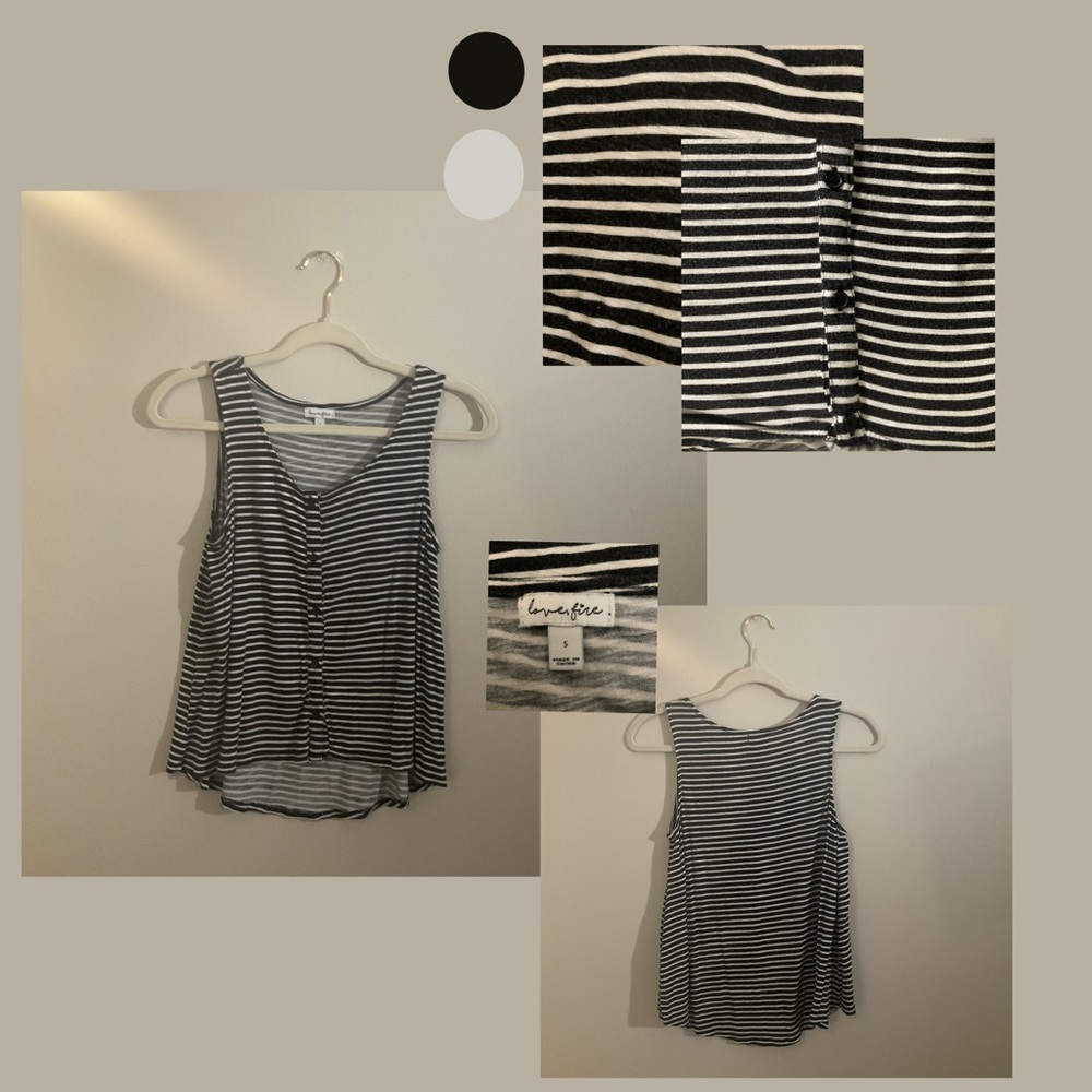 Black and Whited Striped Button-Up Tank Top